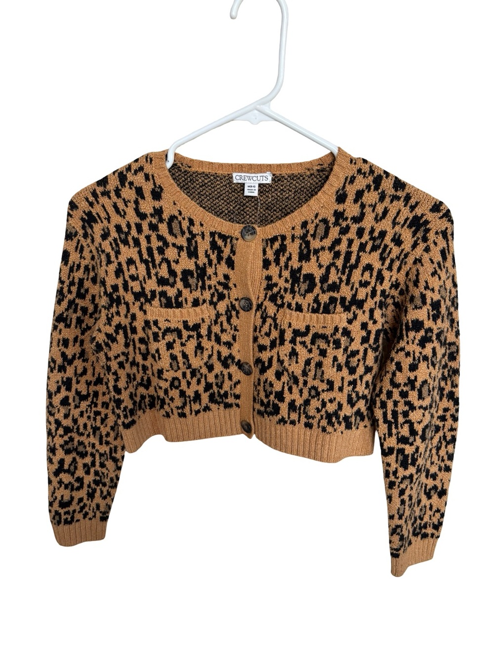 Crewcuts Girls' jacquard cardigan in leopard Sz M (8-9)